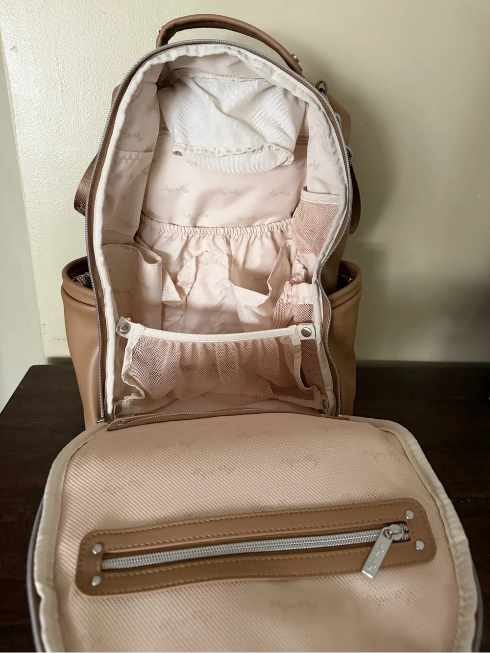 Itzy Ritzy Boss Plus Chai Diaper Bag Backpack + Changing Pad